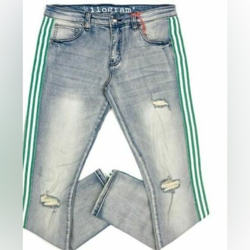 Sz 34 kilogram blue denim stripe jeans